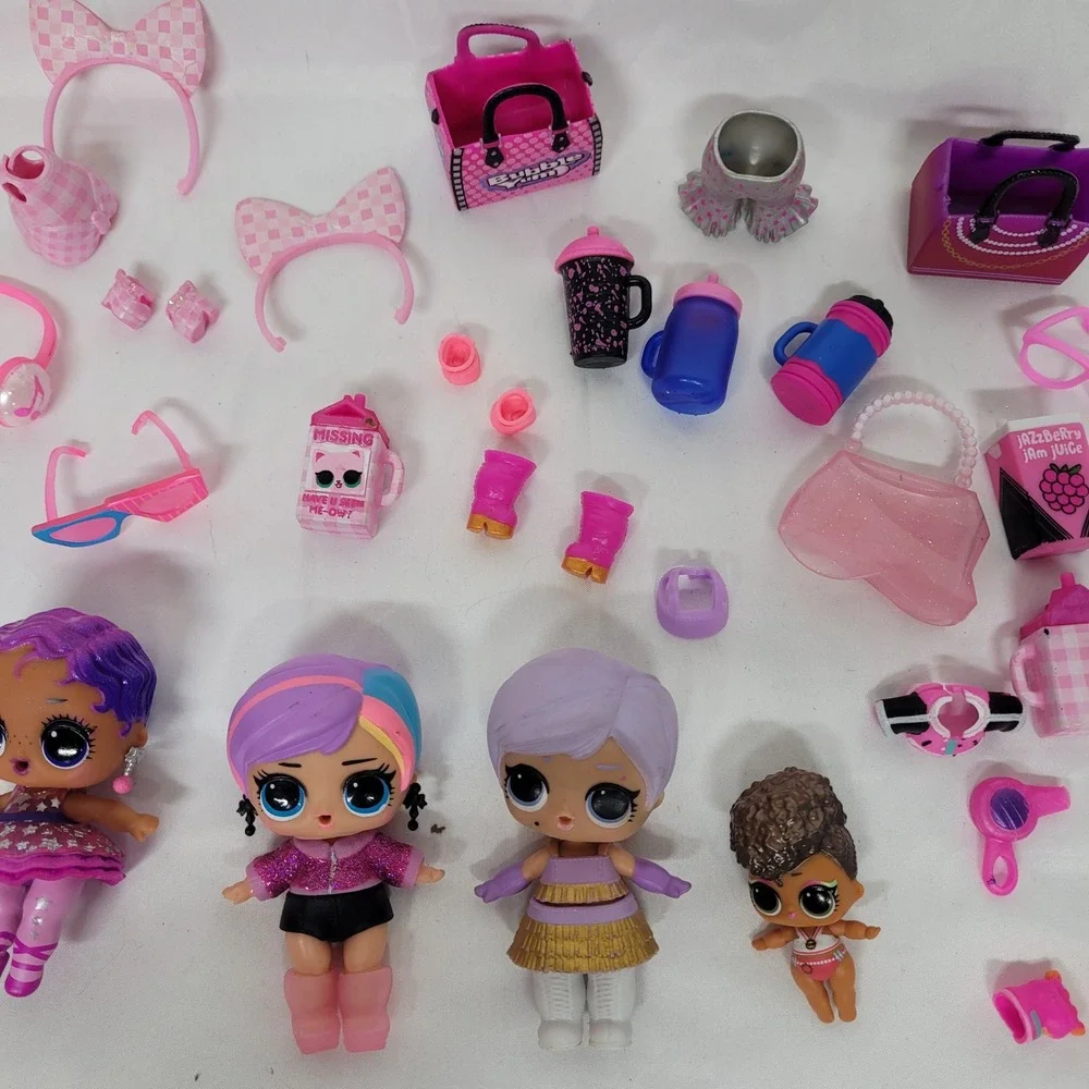 LOL Surprise Doll Lot of 5 Pink Purple Accessories Bags Shoes Bottles
